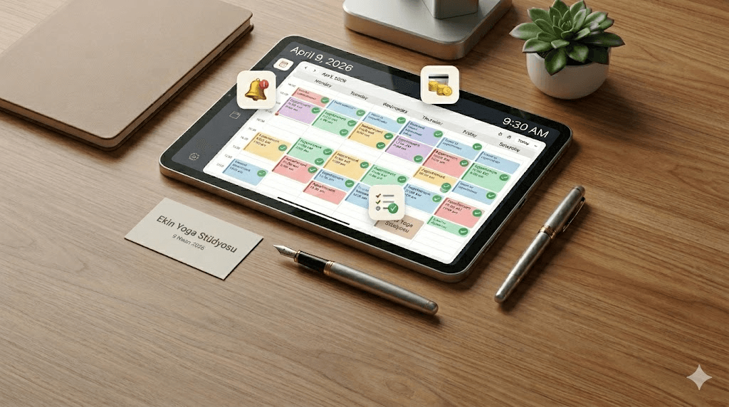 Masada renkli randevu takvimini gösteren tablet